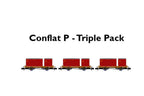 921016 - Conflat P Wagon Triple Pack BR Crimson