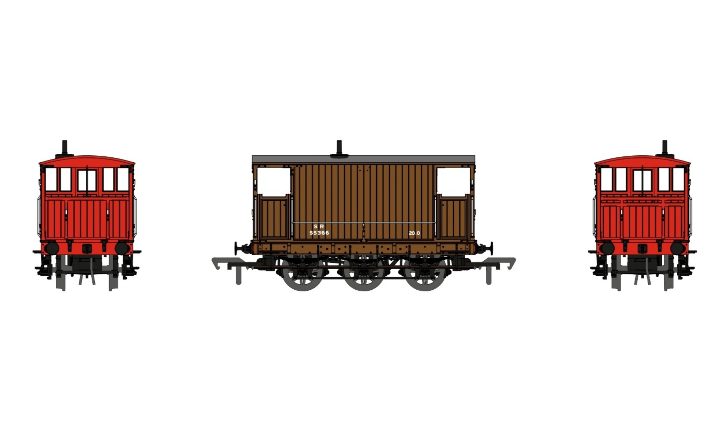 SECR 6 Wheel Brake Van No 55366 SR Post-36