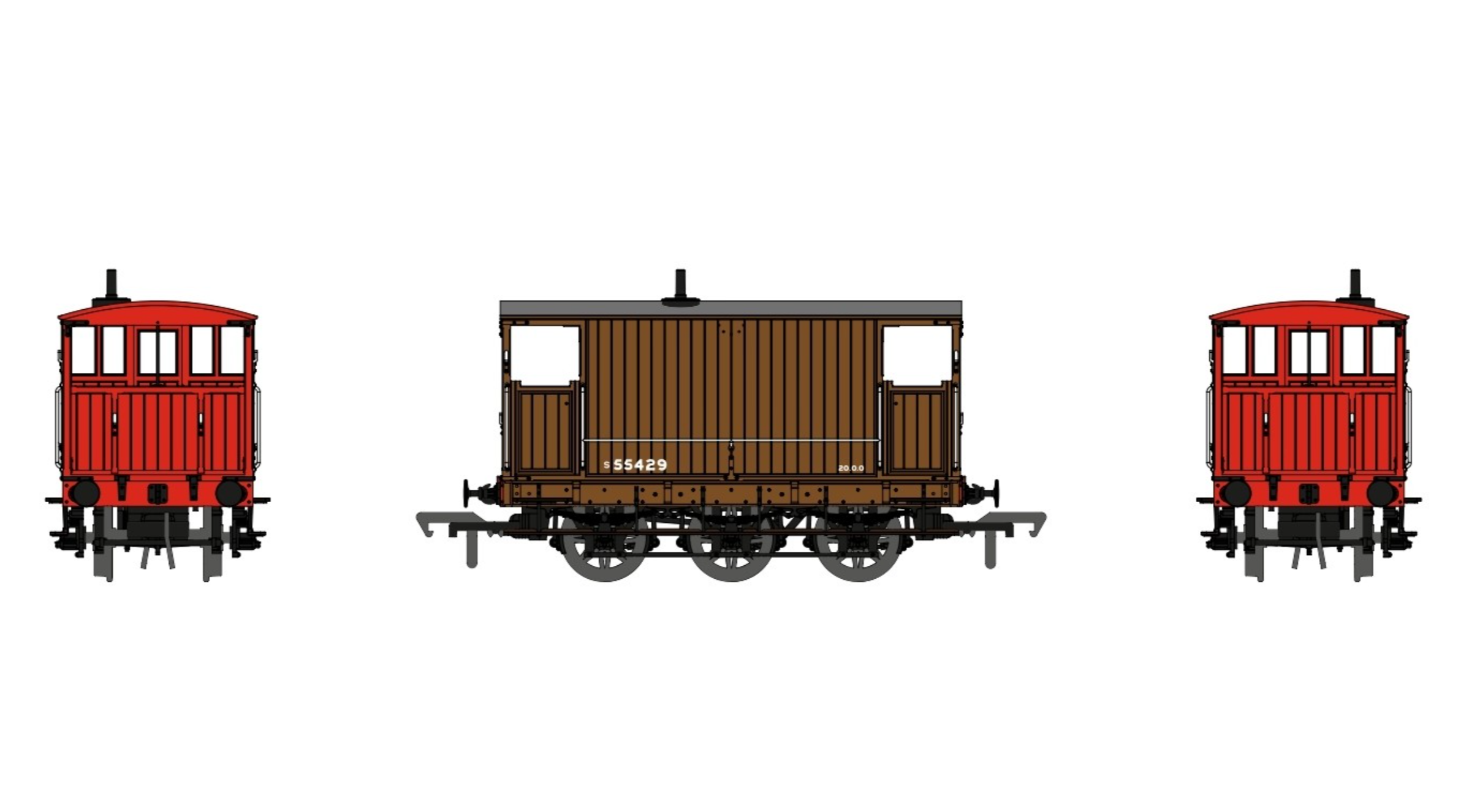 SECR 6 Wheel Brake Van No S55429 SR Post-36