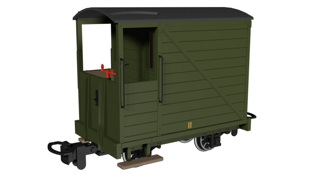 990805 - 009 Single Veranda Brake Van -  Plain Green No.11