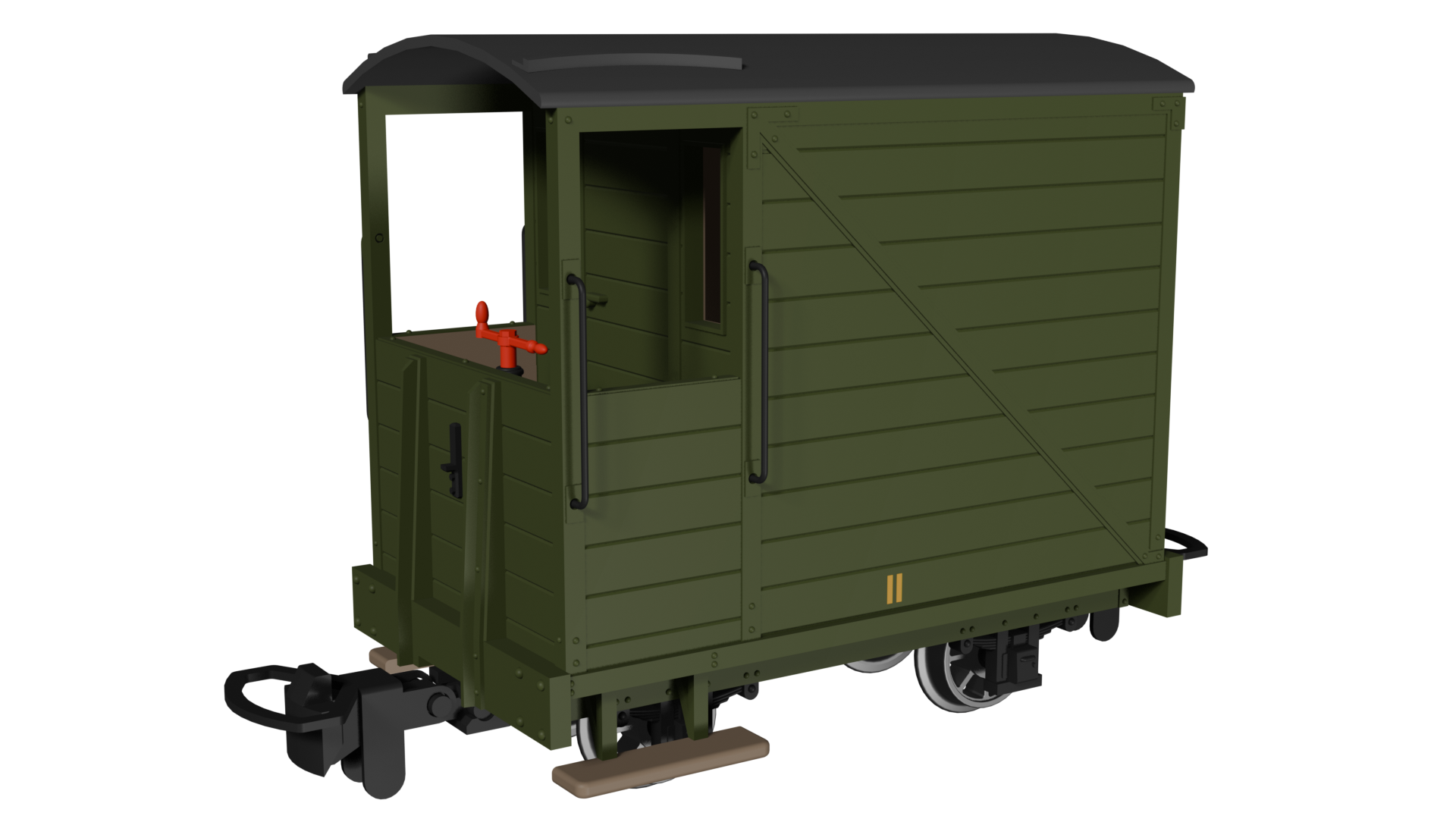 990805 - 009 Single Veranda Brake Van -  Plain Green No.11