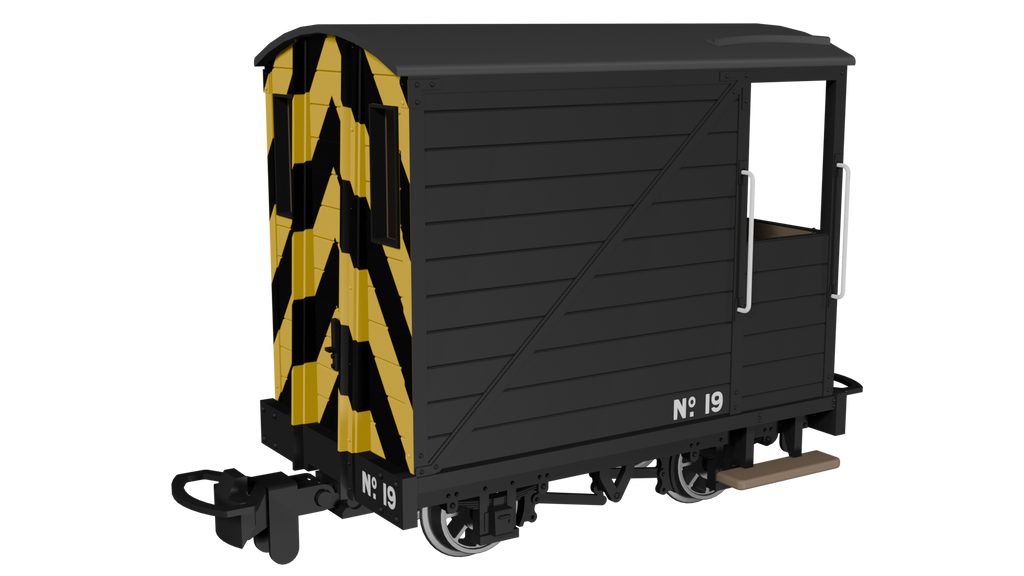 990806 - 009 Single Veranda Brake Van -  Black with Wasp Stripes No.19