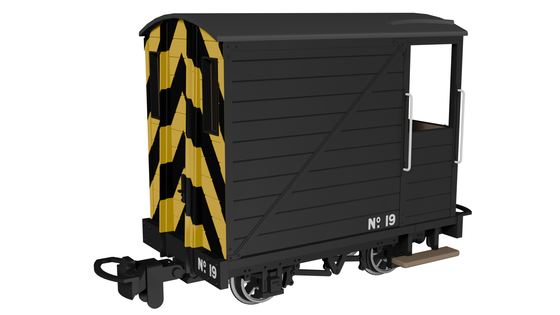 990806 - 009 Single Veranda Brake Van -  Black with Wasp Stripes No.19