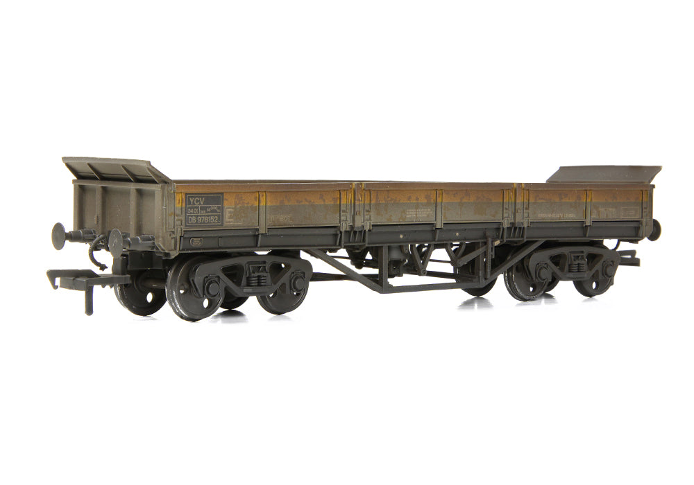 E87121 - BR YCV 'Turbot' Bogie Ballast Wagon BR Engineers Grey & Yellow WEATHERED
