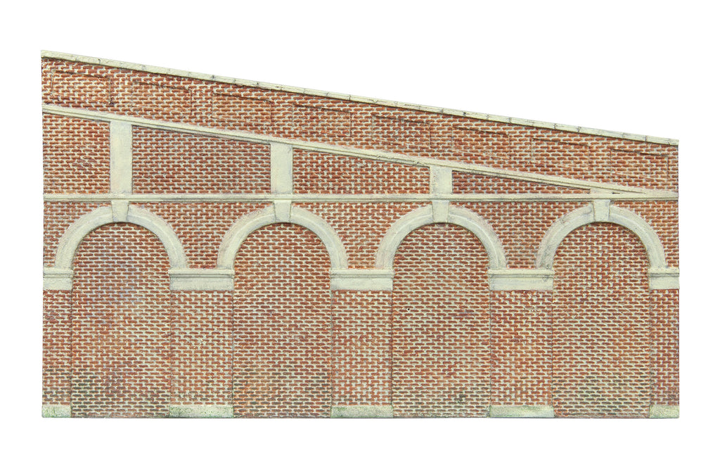 High Stepped Arched Retaining Walls x 2 (Red Brick)