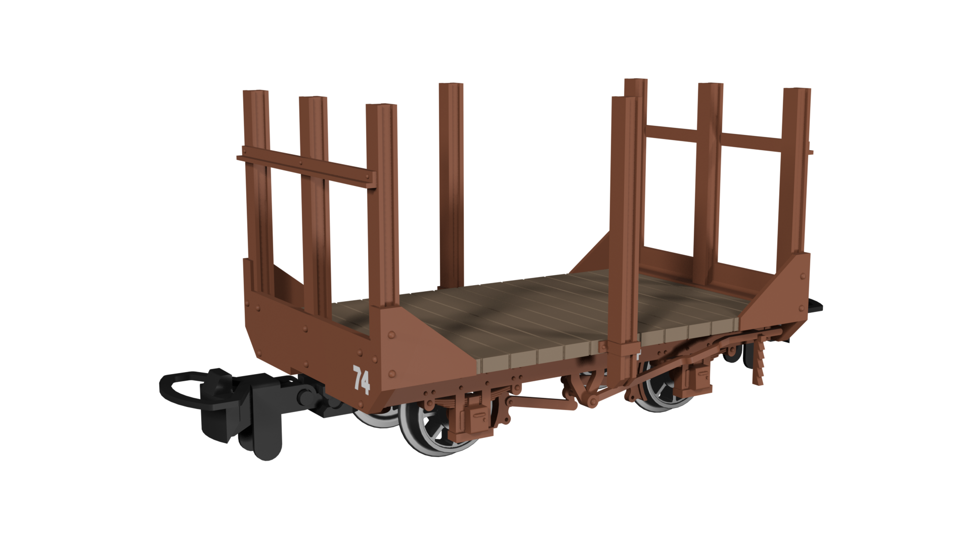 009 Stake Wagon -  Plain Rusty Brown No.74