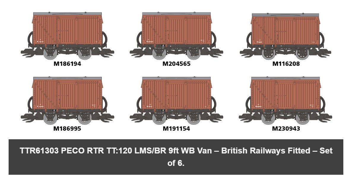 TTR-61303 - TT:120 Box Van Set (6) BR Brown