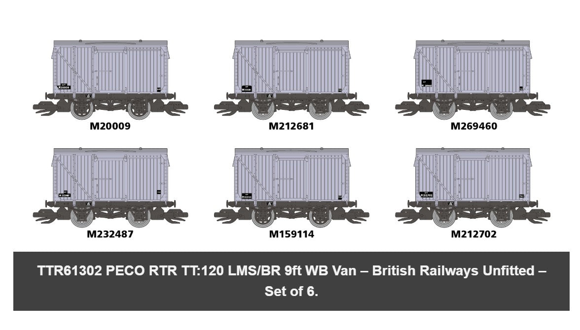 TTR-61302 - TT:120 Box Van Set (6) BR Grey