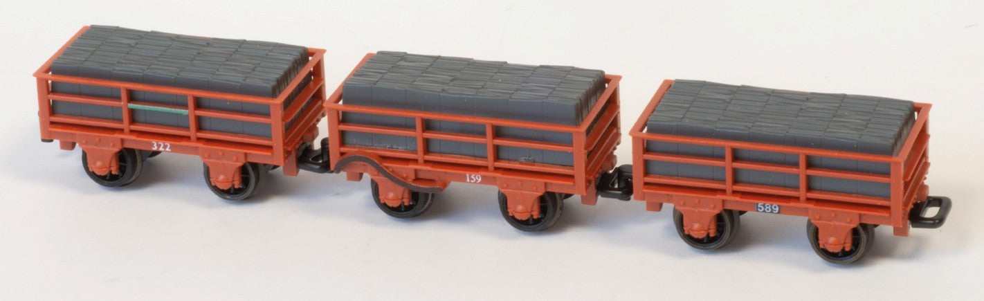 F.R. 2 Ton Slate Wagon Unbraked X 2, Braked X 1, Red