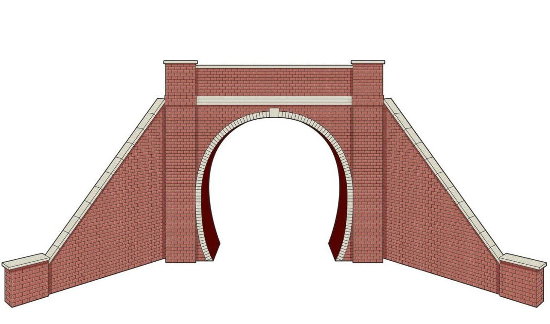 LK-12171 - TT:120 Single Track Tunnel Portals w/Wing Walls (2) Brick