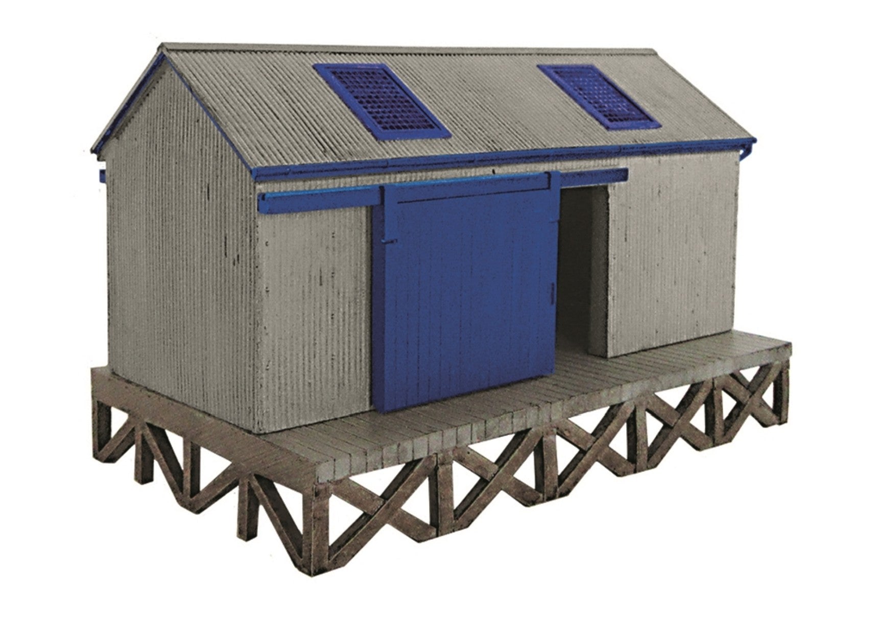 Corrugated Goods Shed - Grey and Blue