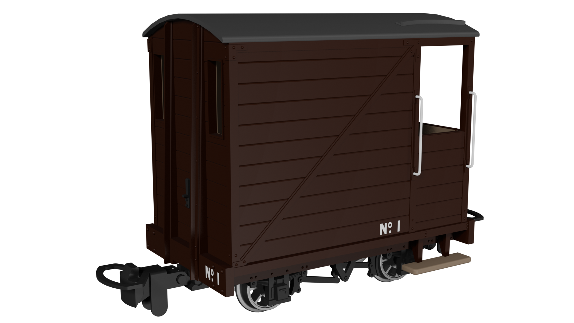 009 Single Veranda Brake Van -  Plain Brown No.1