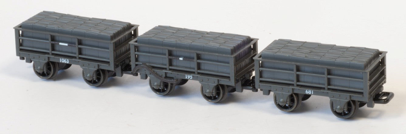 F.R. 2 Ton Slate Wagon Unbraked X 2, Braked X 1, Dark Grey