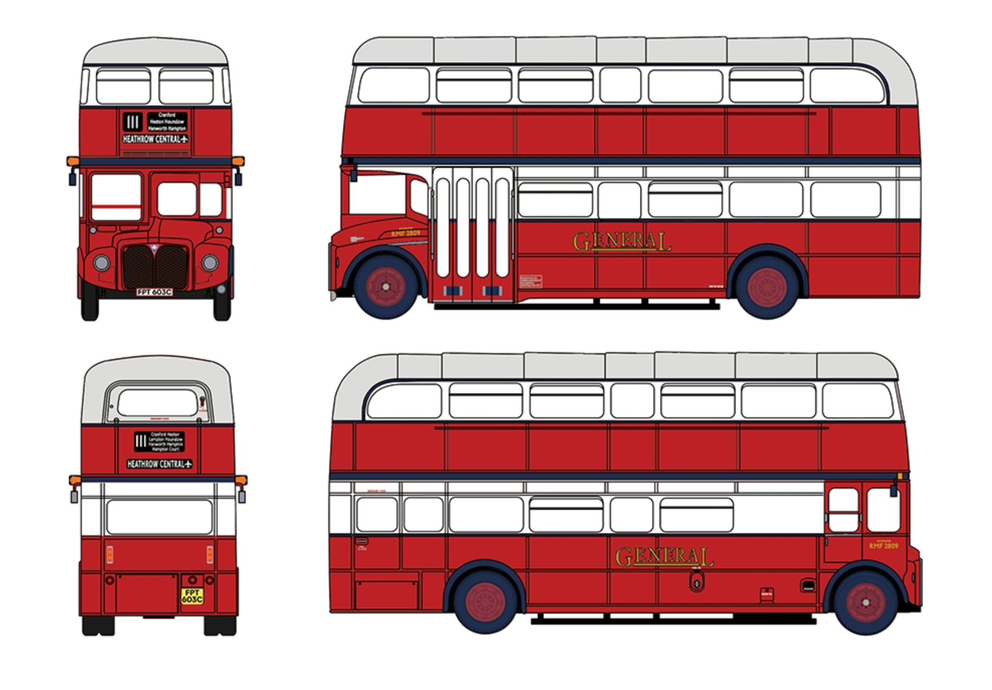 E42605 - AEC Routemaster RMF2809 General Route 111 Heathrow Central
