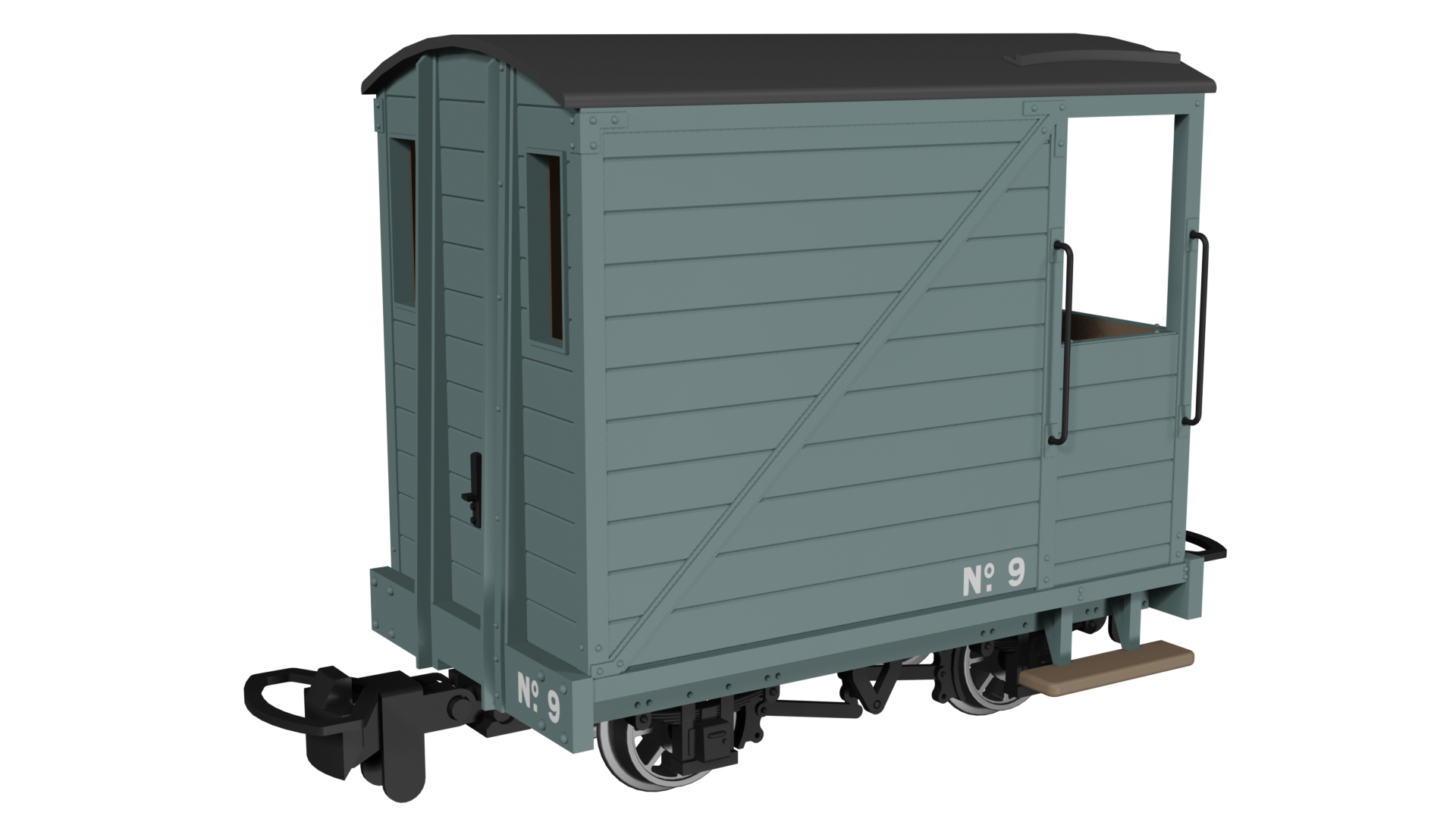 009 Single Veranda Brake Van -  Plain Grey No.9