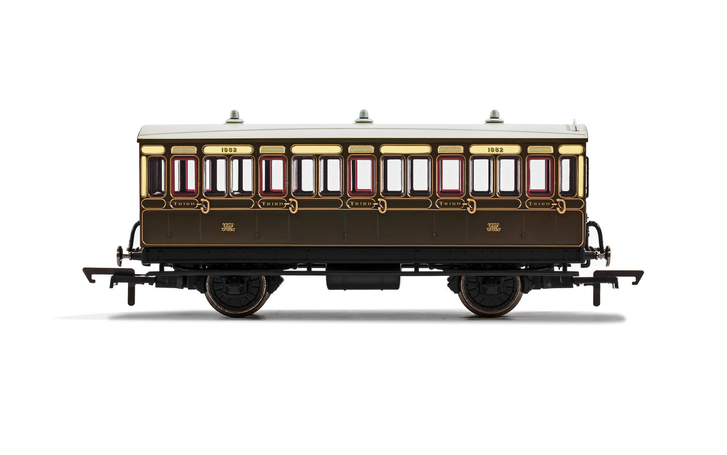GWR, 4 Wheel Coach, 3rd Class, Fitted Lights, 1882