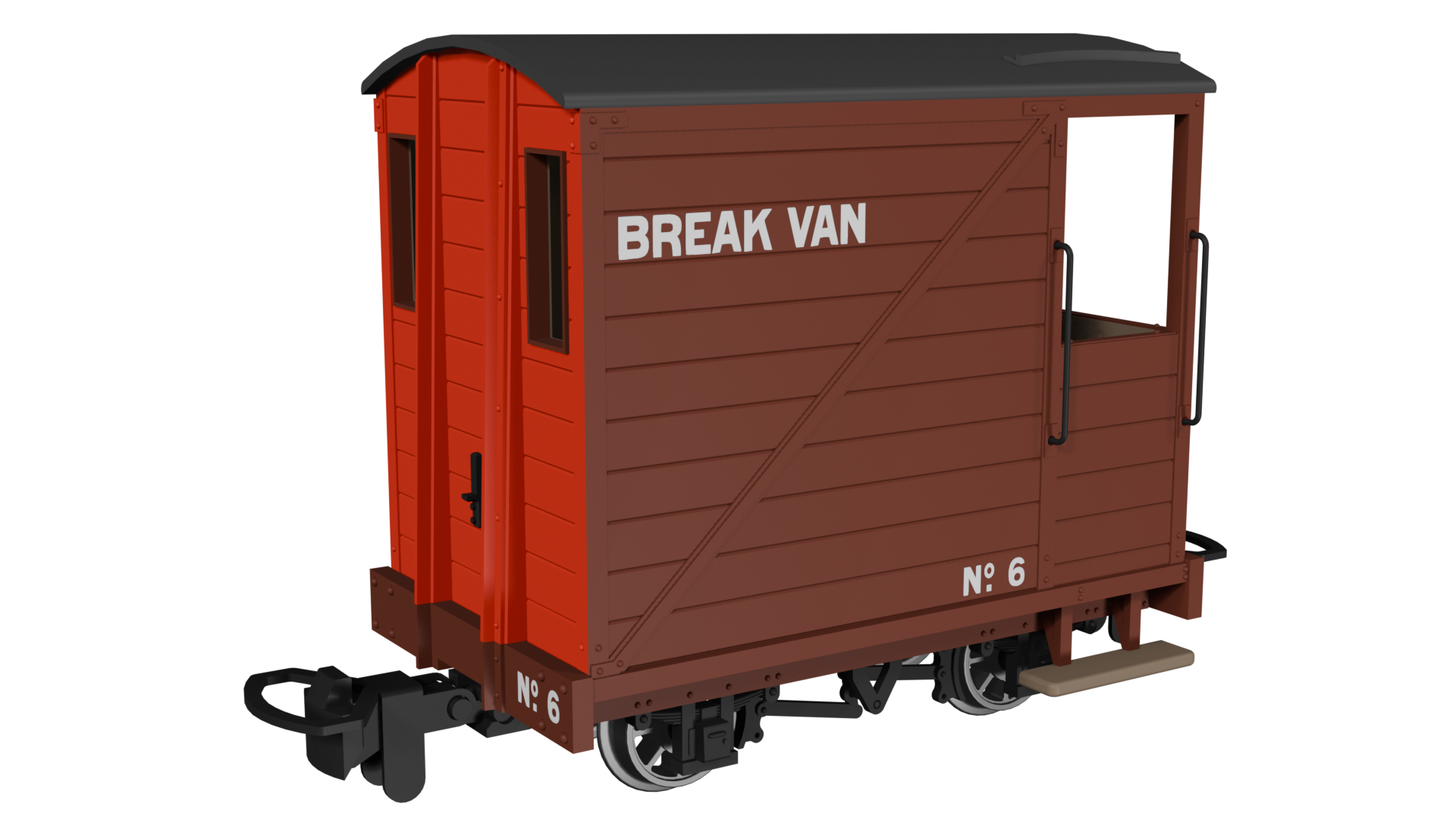 009 Single Veranda Brake Van -  Brown with Red Ends No.6