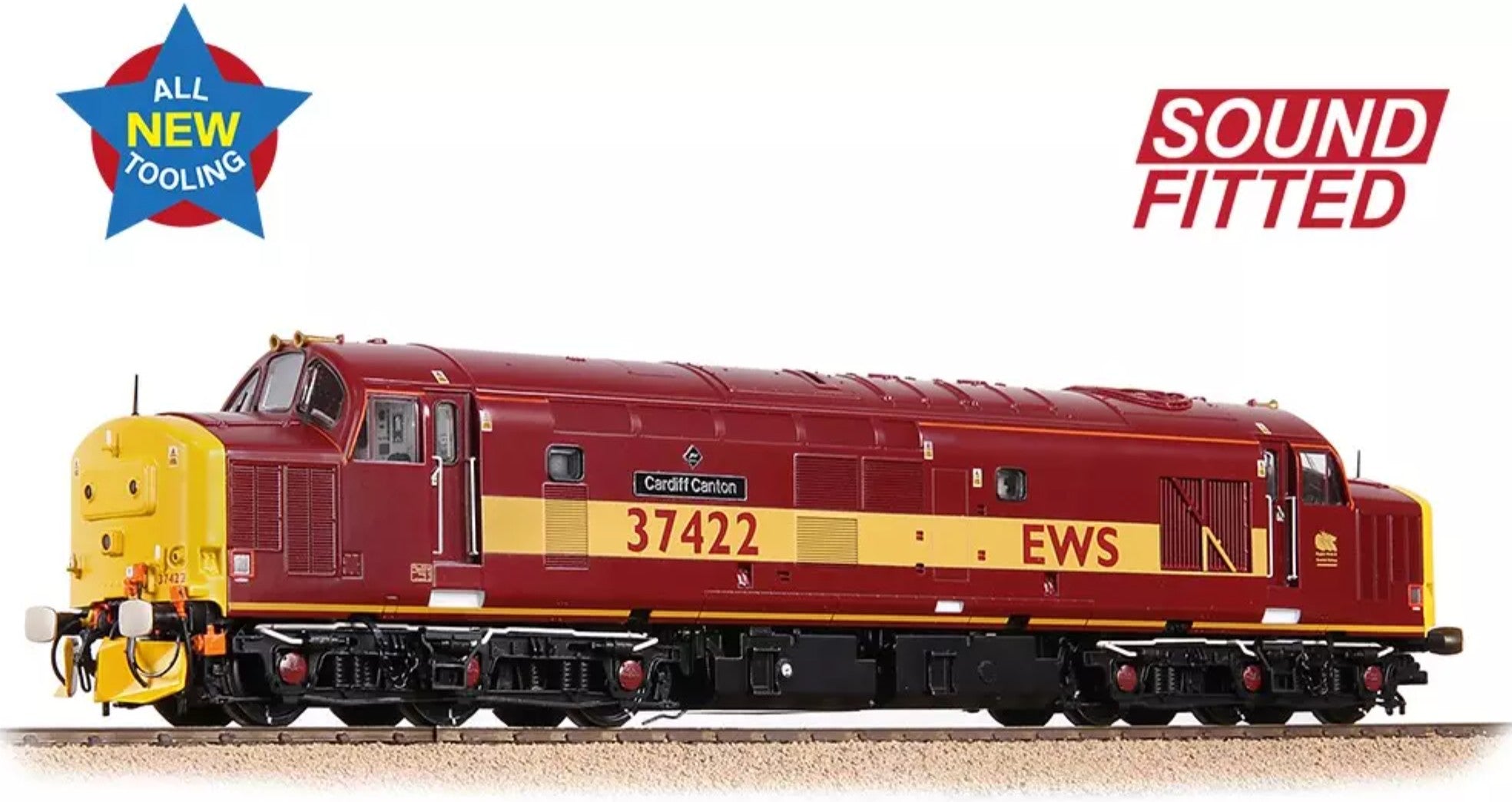 35-335KSF - Class 37/4 37422 "Cardiff Canton" in EWS red and gold - Sound Fitted