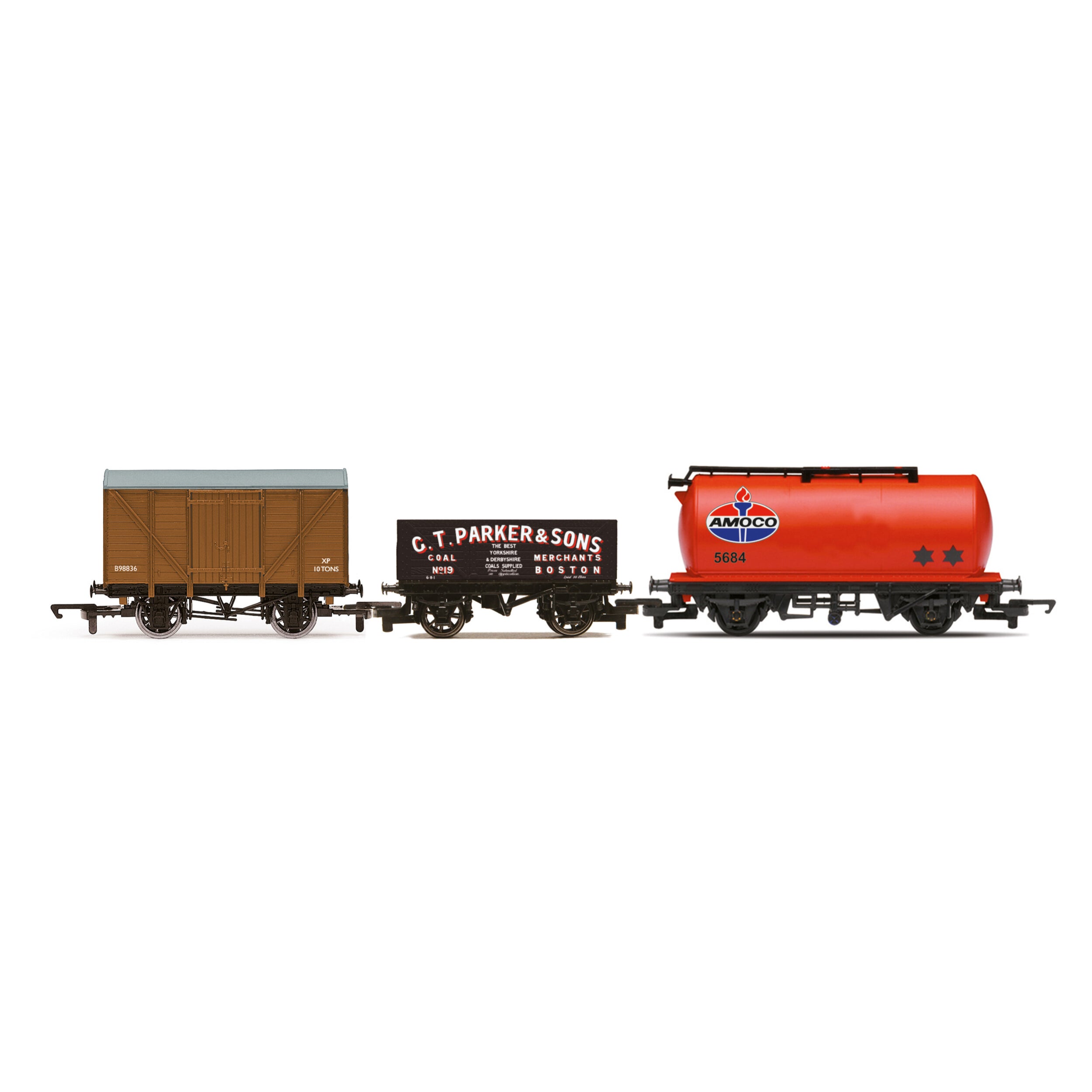 Tripple Wagon Pack, Mixed Wagons with Box Van - Era 3