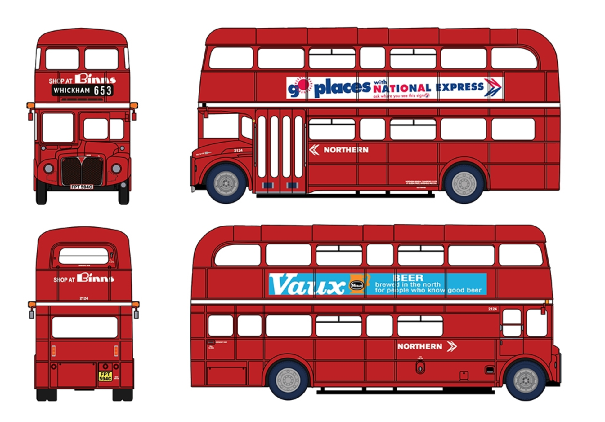 E42601 - AEC Routemaster Northern NBC FPT594C (2124) Service 653 Whickham