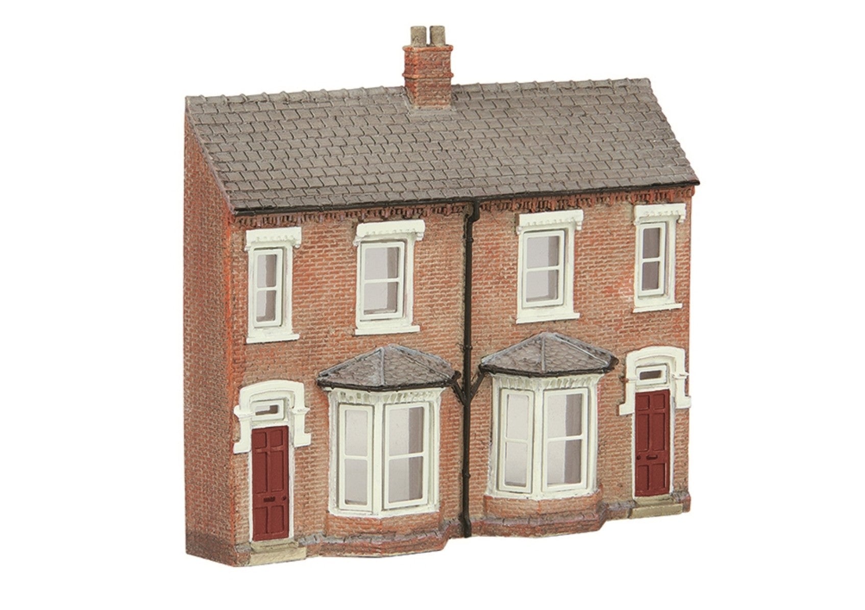 Low Relief Front Terraced Houses - Red