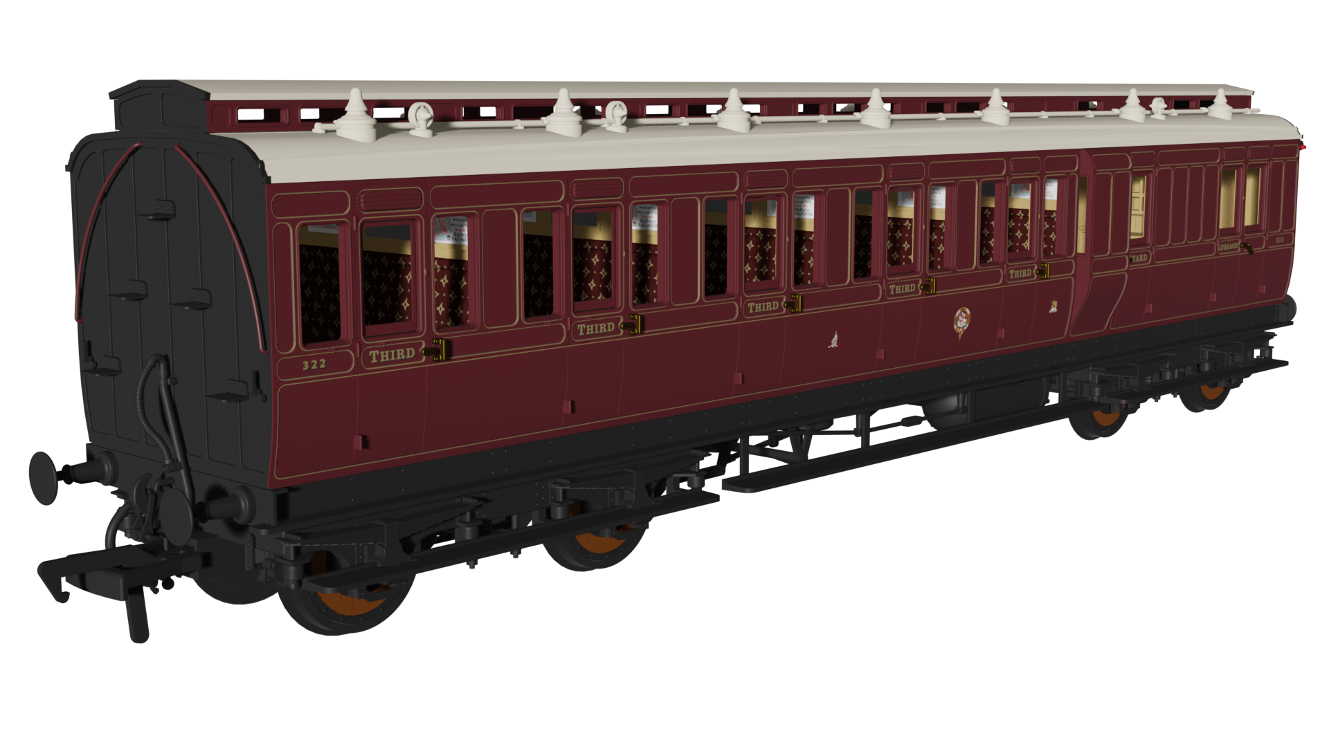 GWR Lined Crimson Lake 'Evolution' Non-Corridor Carriage Brake Third No.322