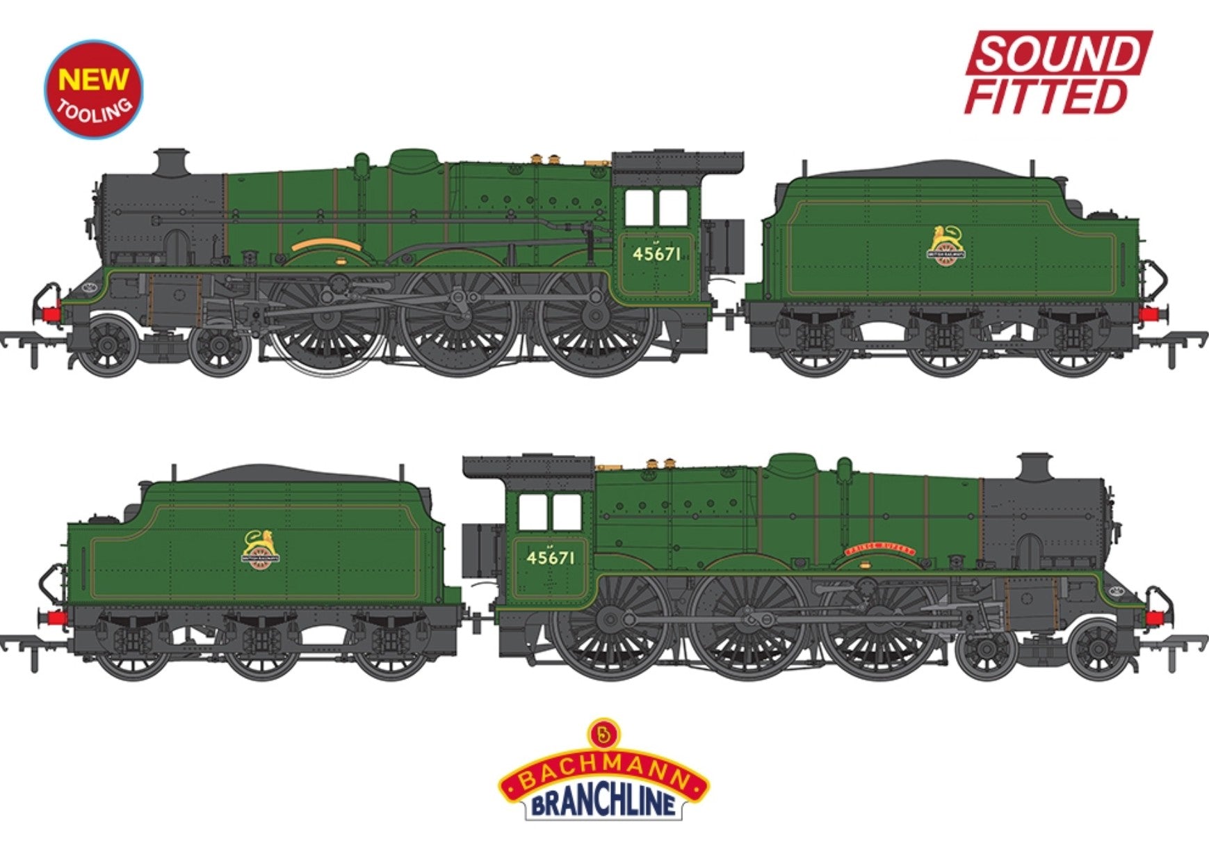 LMS Jubliee w/Riveted Tend. 45671 'Prince Rupert' BR Lined Green (E/E)