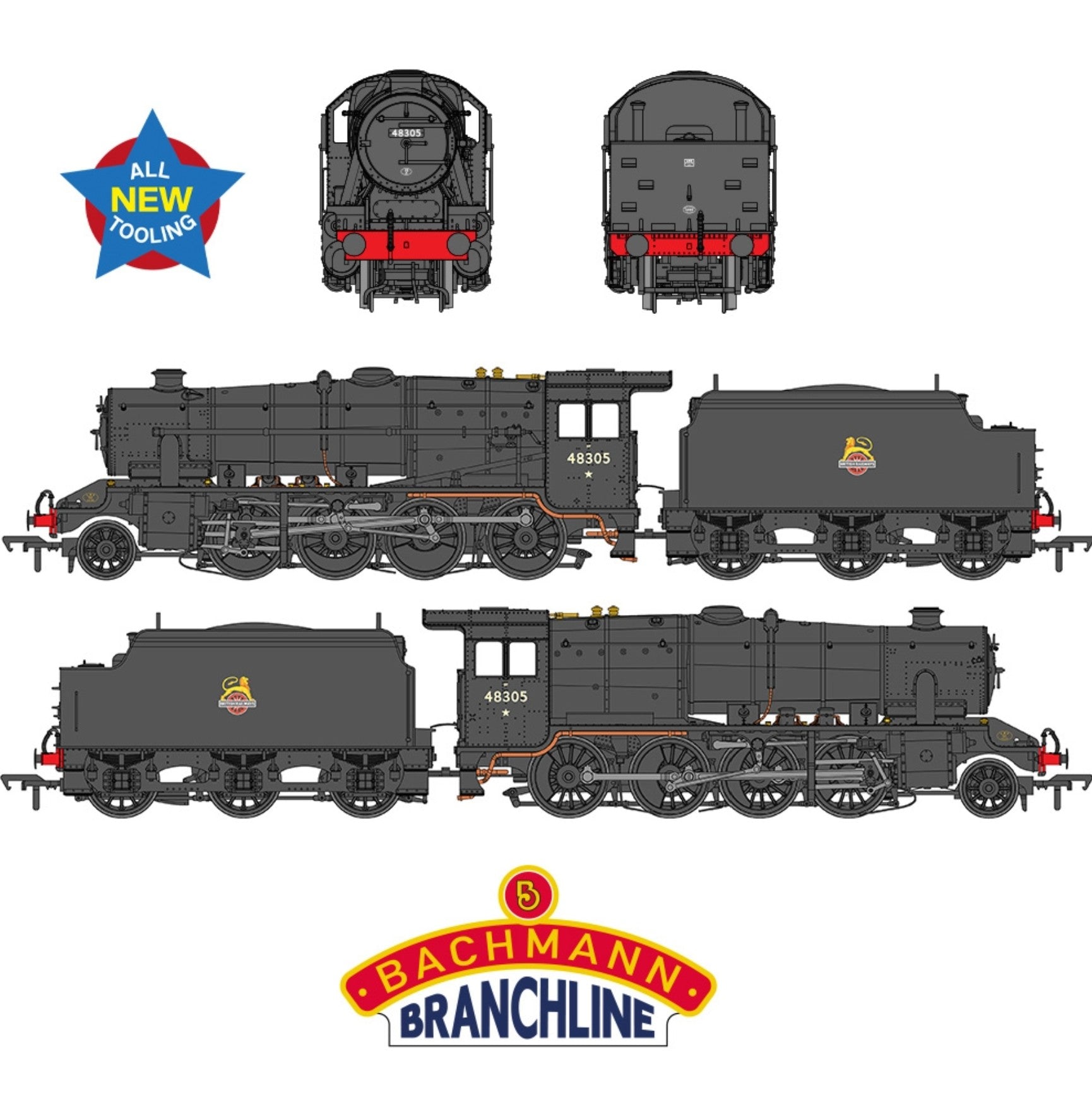 LMS 8F with Welded Tender 48305 BR Black (Early Emblem)