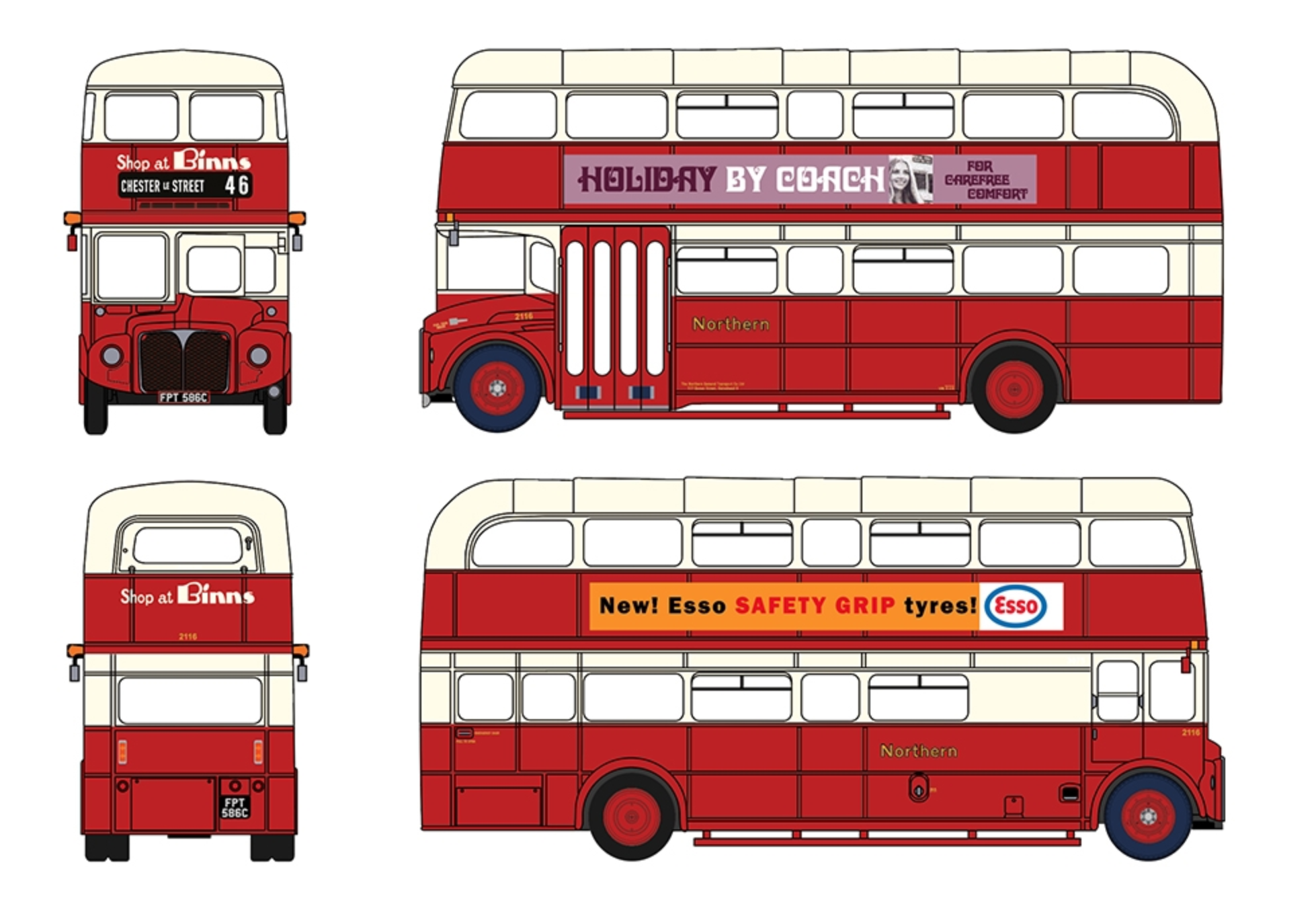 E42603 - AEC Routemaster Northern FPT586C (2116) Service 46 Chester-le-Street
