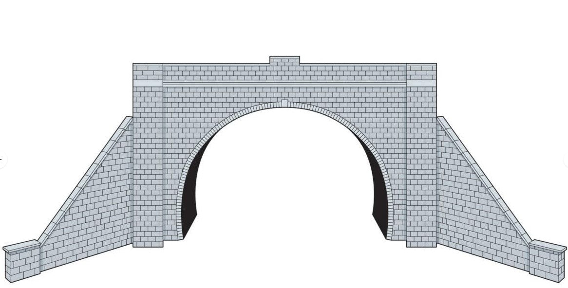 LK-12174 - TT:120 Double Track Tunnel Portals w/Wing Walls (2) Stone