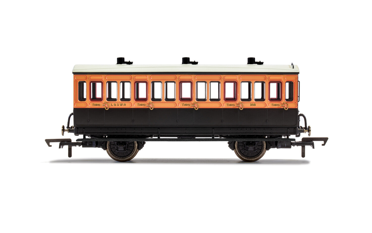 LSWR, 4 Wheel Coach, 3rd Class, Fitted Lights, 308