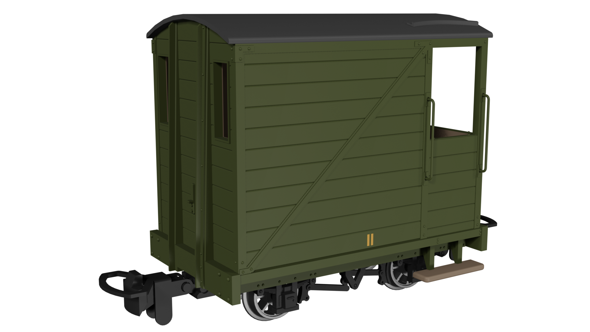 990805 - 009 Single Veranda Brake Van -  Plain Green No.11
