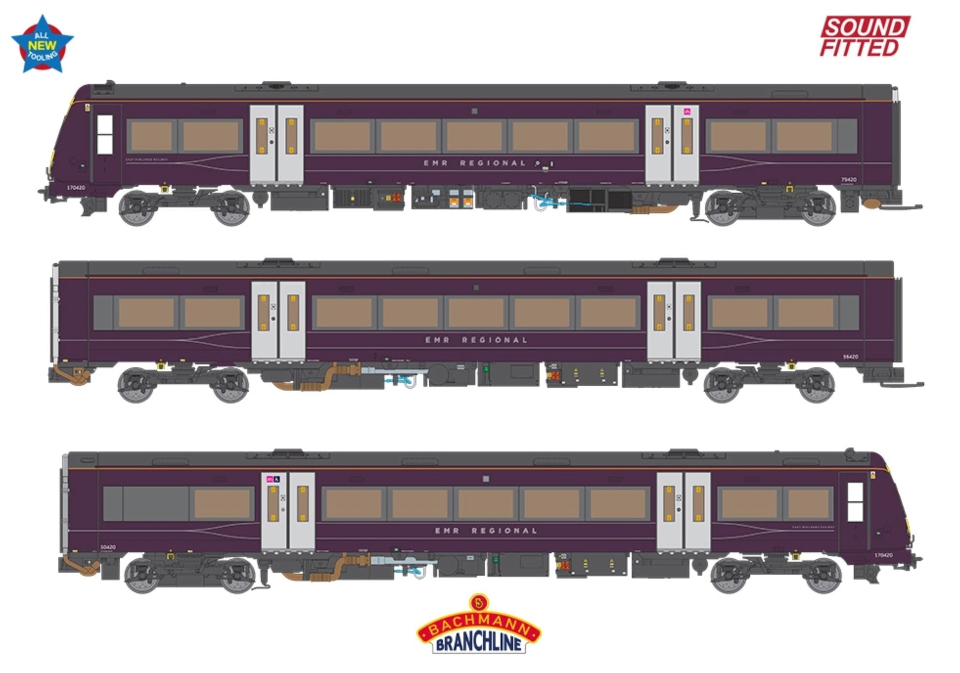 35-626SF - Class 170/4 3-Car DMU 170420 East Midland Railways (EMR Regional) SOUND FITTED