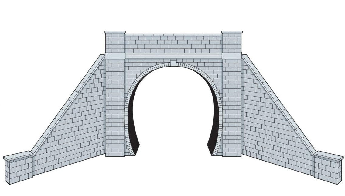 LK-12172 - TT:120 Single Track Tunnel Portals w/Wing Walls (2) Stone