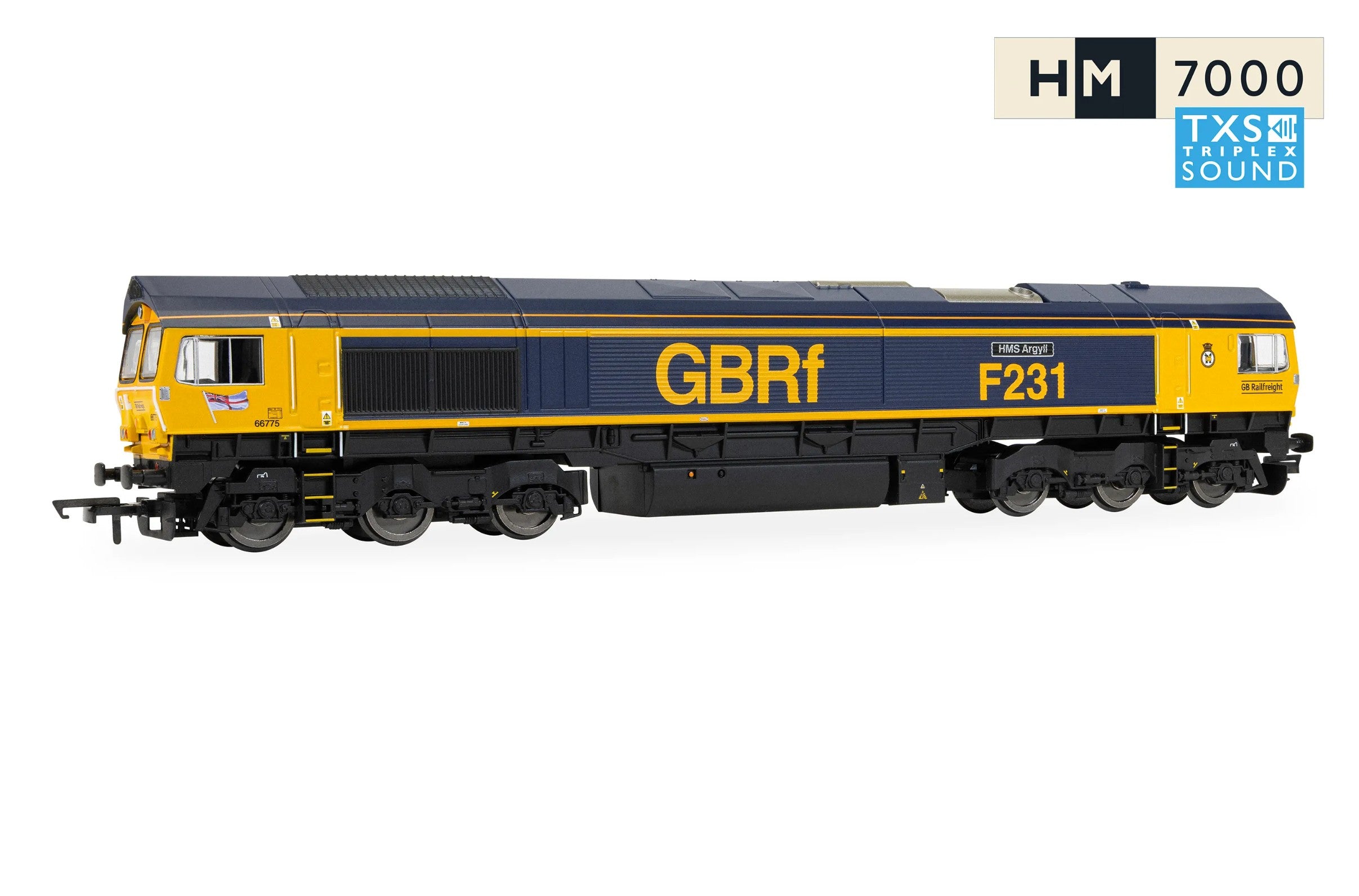 R30534TXS RailRoad: GBRf - Class 66 - 66775 'HMS Argyll' (DCC Sound Fitted)