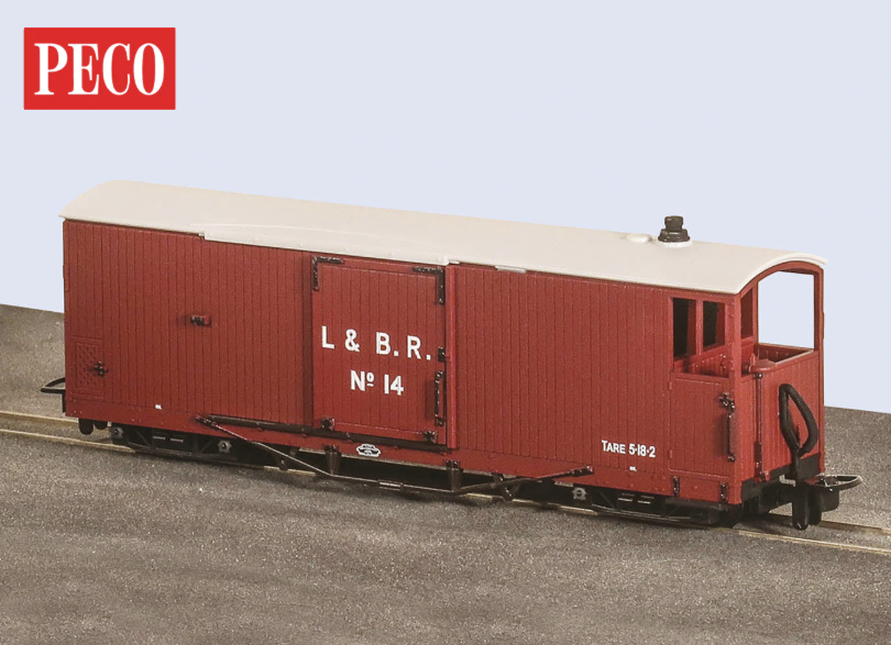 L&B 8 Ton Bogie Goods Brake Van No.14 L&B Red Brown