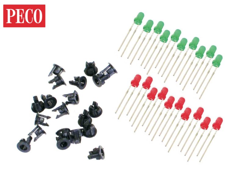 LEDs x 20 (10 red, 10 green, plus 20 panel clips)