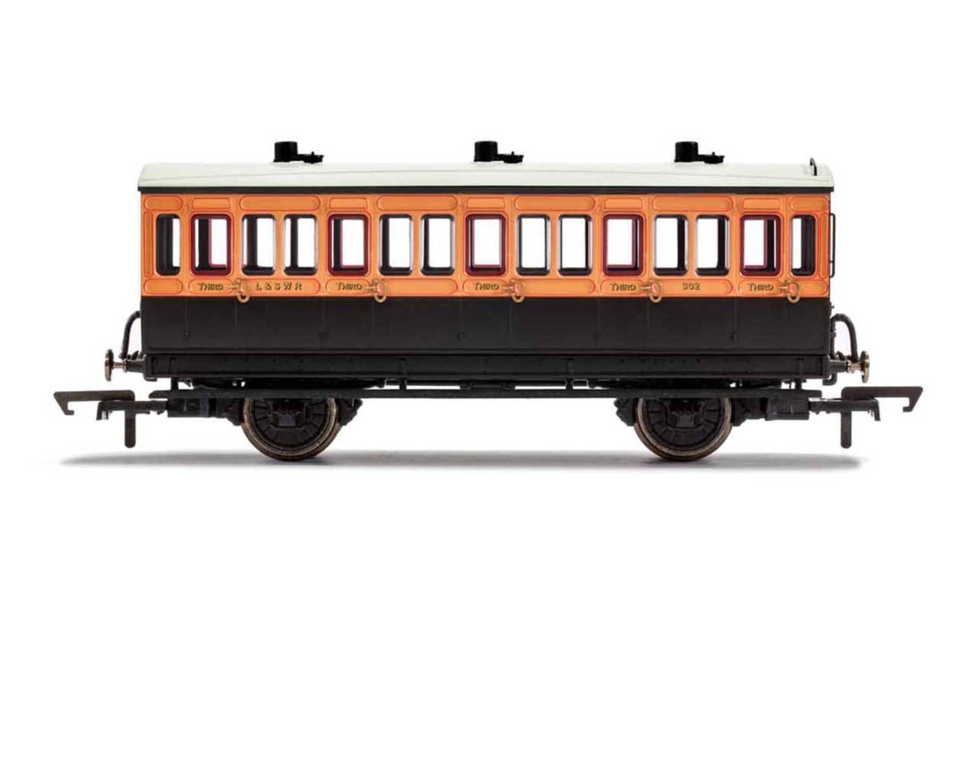 LSWR, 4 Wheel Coach, 3rd Class, Fitted Lights, 302