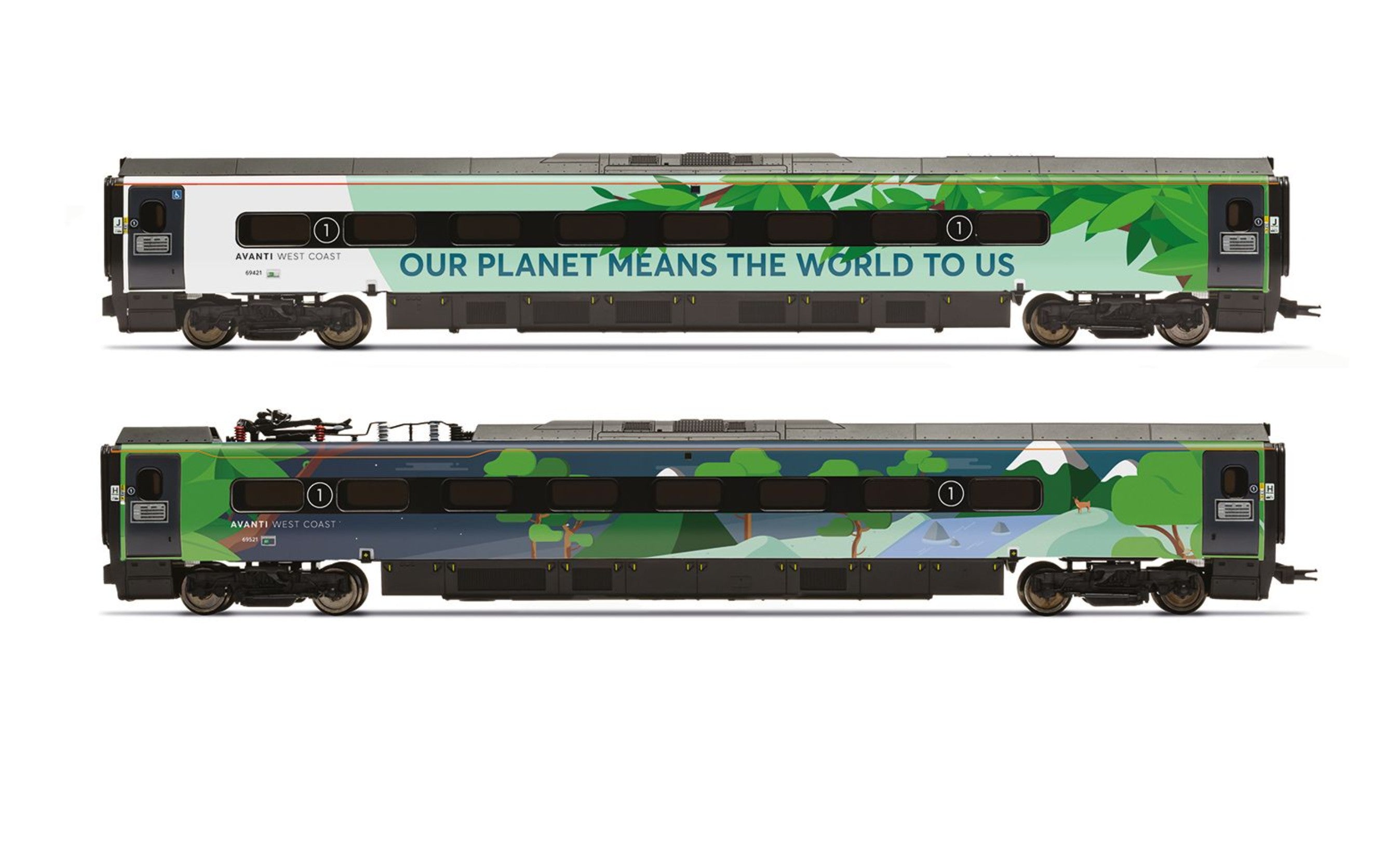 Avanti 390 Climate change livery Coaches 69421 + 65321