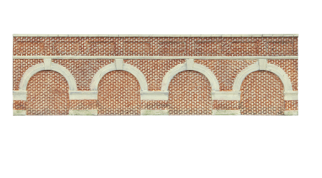 Low Level Arched Retaining Walls x2 (Red Brick)