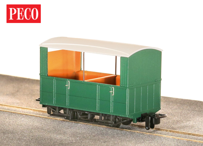 GVT 4 wheel Semi Open Coach unlettered green