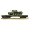 Bachmann - 38-725 - Warflat Bogie Flat Wagon WD Khaki Drab Livery with Tank